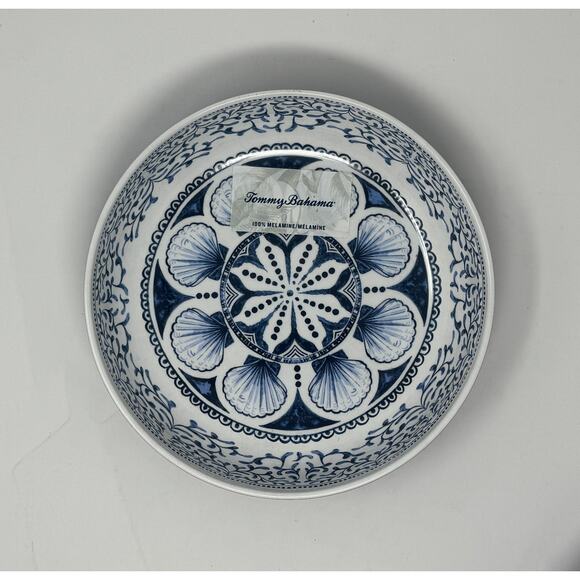 Tommy Bahama Blue Sea Shell Melamine Pasta Bowl Set of 4 Nautical Ocean NEW